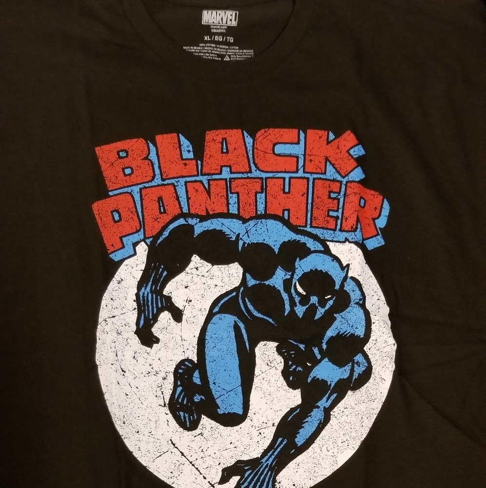 black panther tshirt mens Marvel tag